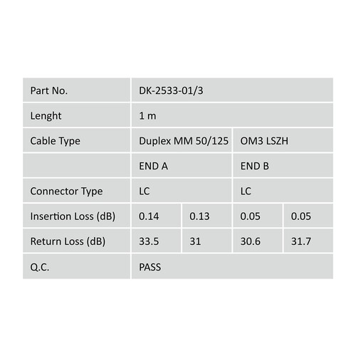 DK-2533-01/3 Digitus LWL Duplexkabel LCLC  1m OM3 50/125µ Produktbild Additional View 4 L