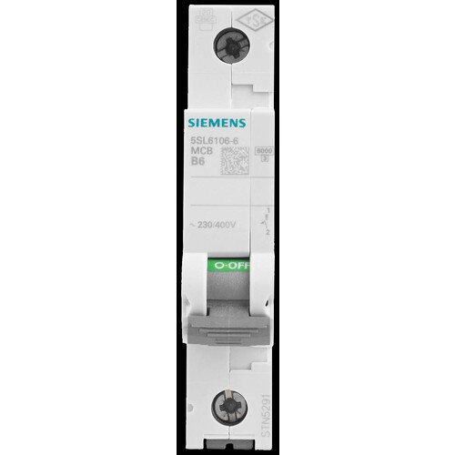 5SL6106-6 SIEMENS LS-SCHALTER B 6A 1-POLIG AC 230/400V Produktbild Additional View 6 L