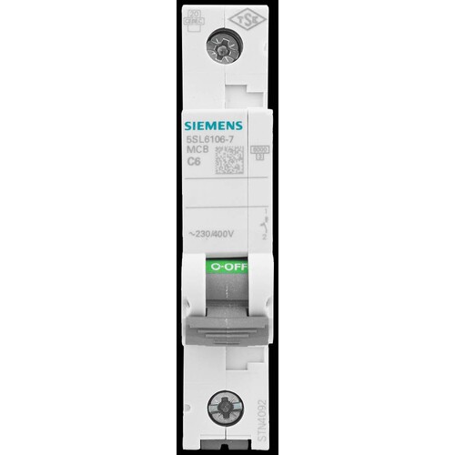 5SL6106-7 SIEMENS LS-SCHALTER C 6A 1-POLIG AC 230/400V Produktbild Additional View 6 L