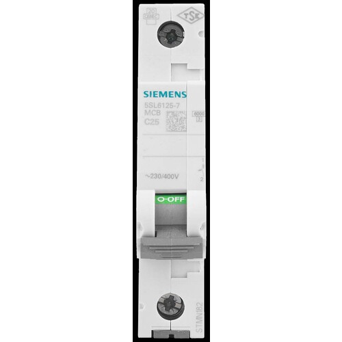 5SL6125-7 SIEMENS LS-SCHALTER C 25A 1-POLIG AC 230/400V Produktbild Additional View 4 L