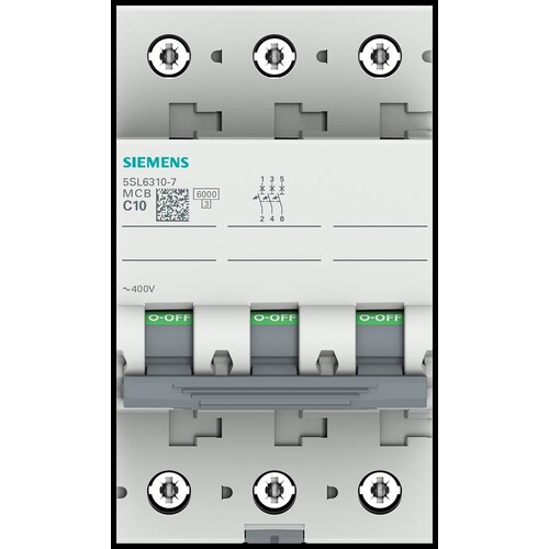 5SL6310-7 Siemens Leitungsschutzschalter C10/3P Produktbild Additional View 5 L