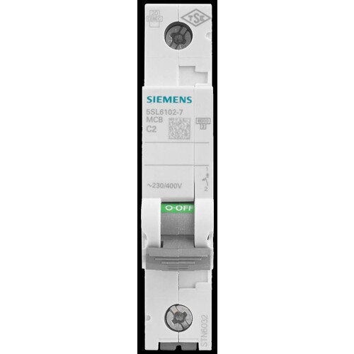 5SL6102-7 SIEMENS Leistungsschutzschalt. 230/400V 6KA, 1Polig, C, 2A Produktbild Additional View 6 L