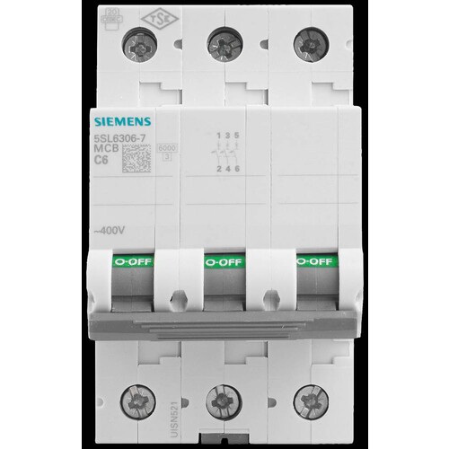 5SL6306-7 SIEMENS Leitungsschutzschalter 400V 6KA 3pol. C 6A Produktbild Additional View 4 L