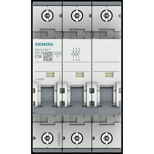 5SY4316-7 Siemens Leitungsschutzschalter C16/3P 10KA Produktbild Additional View 5 L