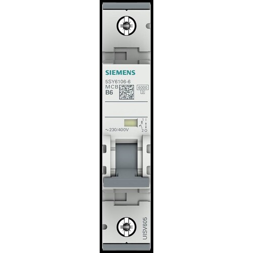 5SY6106-6 SIEMENS LEITUNGSSCHUTZSCHALTER 230/400V 6KA, 1-POLIG, B, 6A, T=70MM Produktbild Additional View 6 L