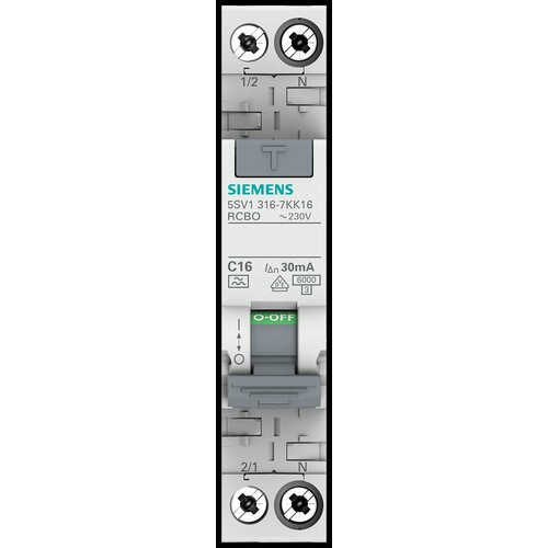 5SV1316-7KK16 Siemens FI/LS Kompakt 1P+N 6kA Typ A 30mA C16 1TE Produktbild Additional View 7 L