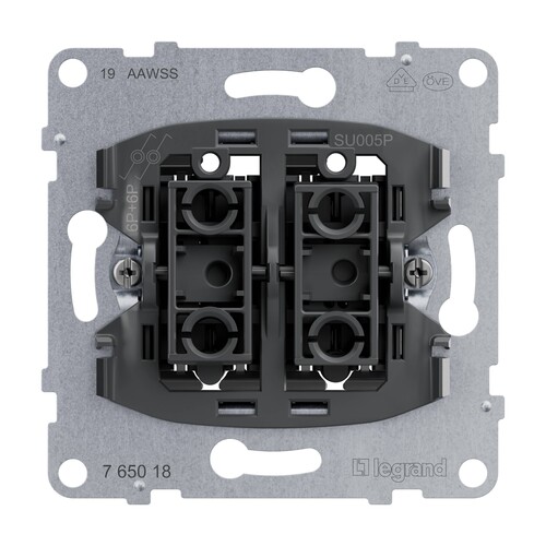 765018 Legrand SEANO Einsatz Doppeltaster mit 2 Wechselkontakten 10A Produktbild Additional View 1 L