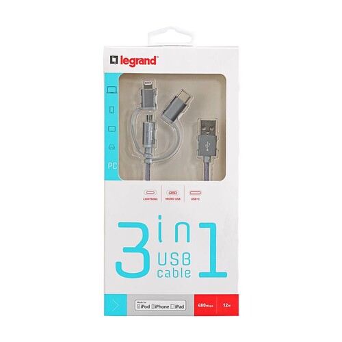 050693 Legrand Kabel 3 in 1 Micro - USB - Light Produktbild Additional View 5 L