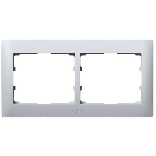 771302 LEGRAND RAHMEN 2-FACH WAAGRECHT GALEA SOFT ALUMINIUM Produktbild Additional View 1 L