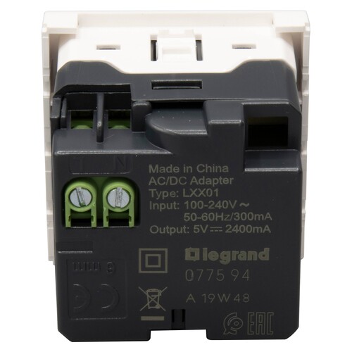 077594 Legrand USB-Ladesteckdose 2fach Mosaic weiß Produktbild Additional View 3 L