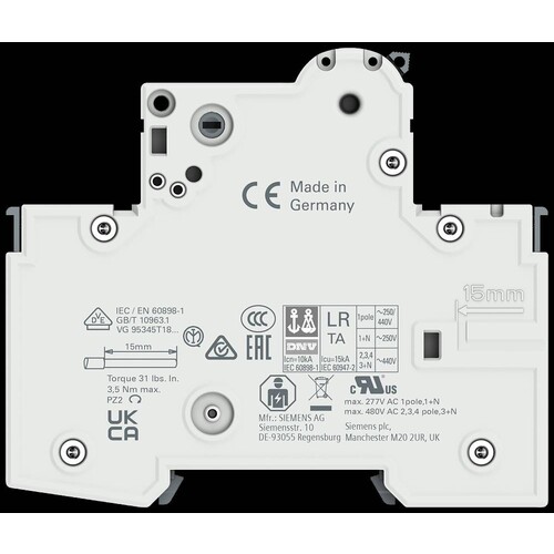 5SY4106-6 SIEMENS LEITUNGSSCHUTZSCHALTER 6/1/B 10KA, T=70MM Produktbild Additional View 7 L