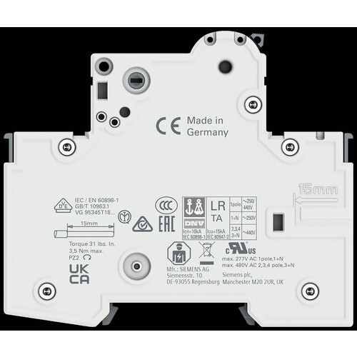 5SY4106-7 SIEMENS LEITUNGSSCHUTZSCHALTER 6/1/C 10KA, T=70MM Produktbild Additional View 7 L