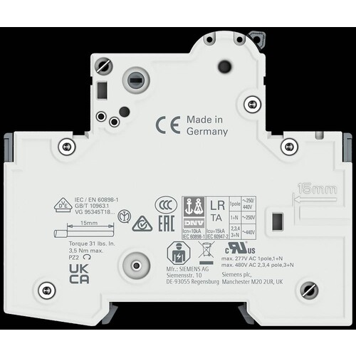 5SY4316-7 Siemens Leitungsschutzschalter C16/3P 10KA Produktbild Additional View 6 L