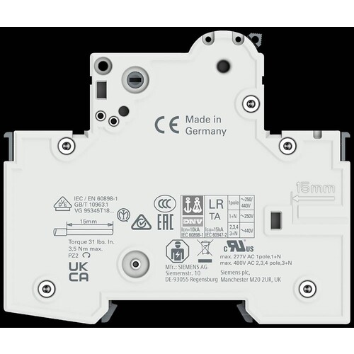 5SY41167 Siemens LEITUNGSSCHUTZSCHALTER 230/400V 10KA 1POLIG C 16A T=70MM Produktbild Additional View 7 L