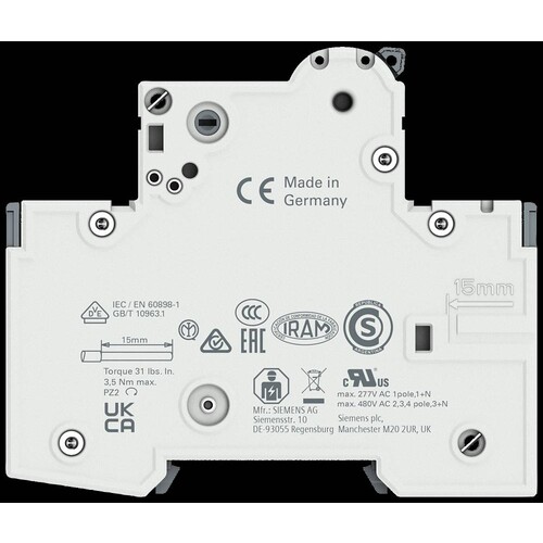 5SY6316-7 Siemens Leistungsschutzschalte 400V 6kA 3pol. Kl. C 16A T=70mm Produktbild Additional View 6 L