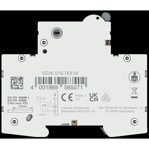 5SV6016-7KK16 Siemens LS-Kombi C16 Brandschutzschalter 2-polig 230V 6kA Produktbild Additional View 6 L