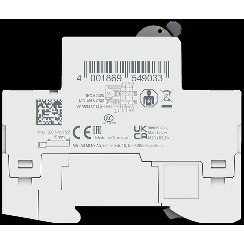 5SV3344-4 Siemens FI Schutzschalter Typ B 40A 3+N pol. 30mA 400V 4TE kurzzeitve Produktbild Additional View 6 L