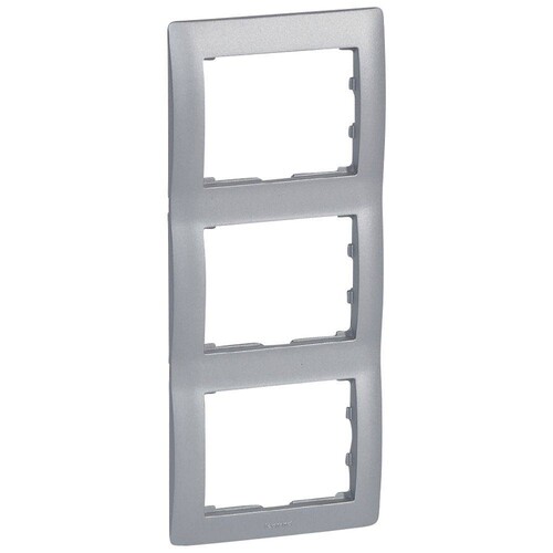 771307 LEGRAND RAHMEN 3-FACH SENKRECHT GALEA SOFT ALUMINIUM Produktbild Additional View 2 L