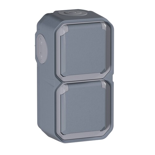69744L Legrand Plexo Schuko-Feuchtraum Aufputz 2-fach senkrecht grau IP44 Produktbild Additional View 5 L