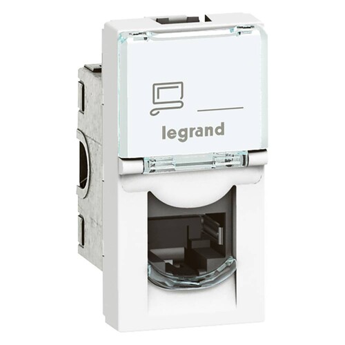 076573 Legrand Mosaic Cat6A geschirmt 1-fach 1 Modul, werkzeuglos, ws Produktbild Additional View 3 L