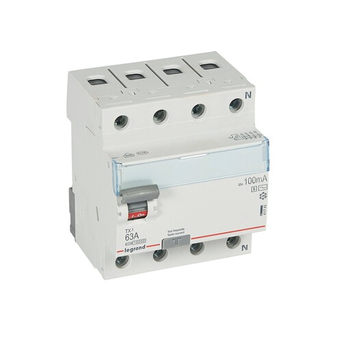 411743 Legrand TX3 FI 63A 4P 100MA AC-S Fehlerstrom-Schutzschalter Produktbild Additional View 1 L