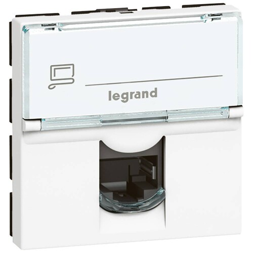 076574 Legrand Mosaic 1 fach RJ45, Kat 6A, UTP, 2 modulig, Farbe: Ultraweiß Produktbild Additional View 1 L