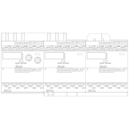 3RA2417-8XF31-1BB4 Siemens Stern Dreieck Kombination AC3, 11kW/400V DC24V, 50/6 Produktbild Additional View 4 L