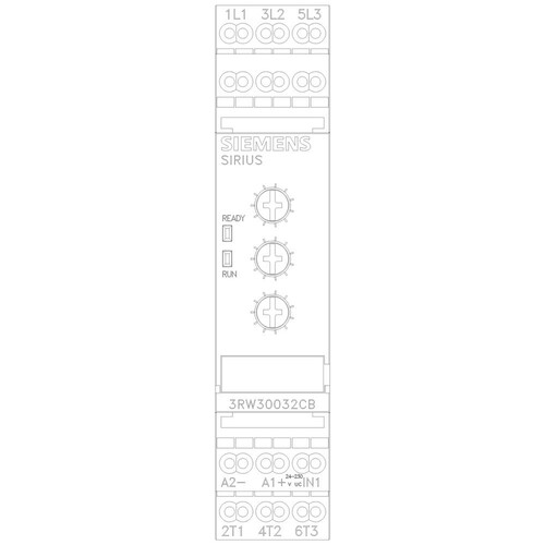 3RW3003-2CB54 Siemens Sanftstarter 22,5mm, 3A, 1,1kW/400V, 40 Grad, AC200- Produktbild Additional View 5 L