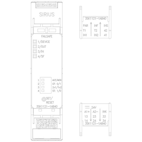 3SK1121-1AB40 Siemens SIRIUS SICHERHEITSSCHALTGERAET ADV R3+1 Produktbild Additional View 5 L