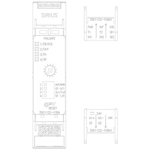 3SK1122-1CB44 Siemens SIRIUS SICHERHEITSSCHALTGERAET AD E2+2TV Produktbild Additional View 4 L