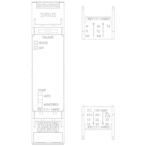 3SK1111-1AW20 Siemens SIRIUS SICHERHEITSSCHALTGERAET STD R3+1 Produktbild Additional View 4 L