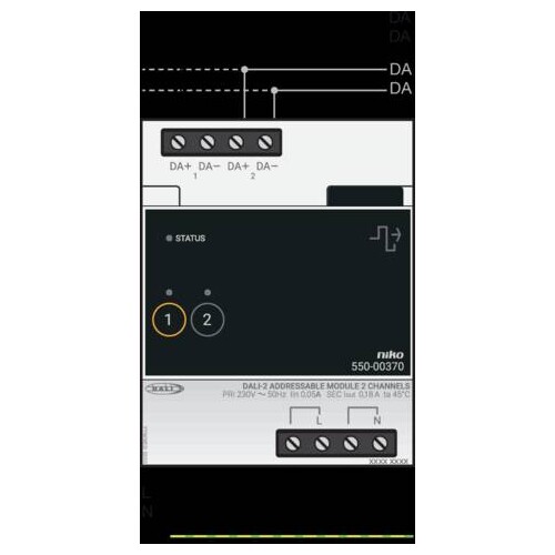 550-00370 Niko DALI 2 Adressable Modul, 2 Kanäle Produktbild Additional View 2 L