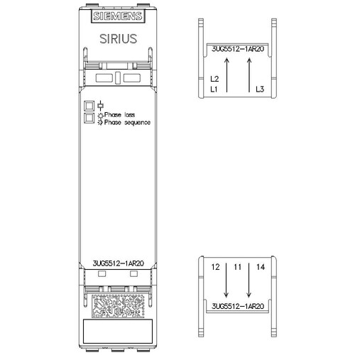 3UG5512-1AR20 Siemens Netzüberwachungsrelais Phasenausfall, - Produktbild Additional View 4 L