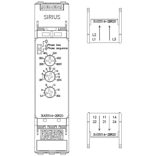 3UG5514-2BR20 Siemens Netzüberwachungsrelais, analog, Phasena Produktbild Additional View 3 L