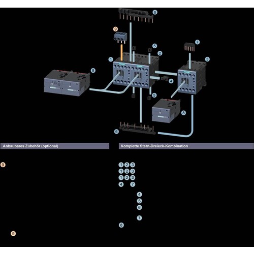 3RA2417-8XF31-1BB4 Siemens Stern Dreieck Kombination AC3, 11kW/400V DC24V, 50/6 Produktbild Additional View 6 L