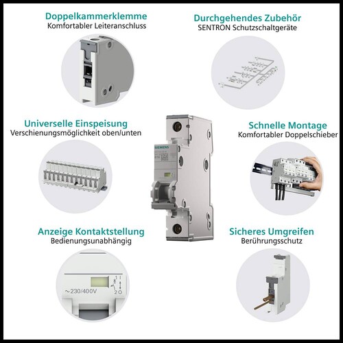 5SY4506-8 SIEMENS Leitungsschutzschalter 1pol.+N Kl.D 10KA 6A Produktbild Additional View 5 L