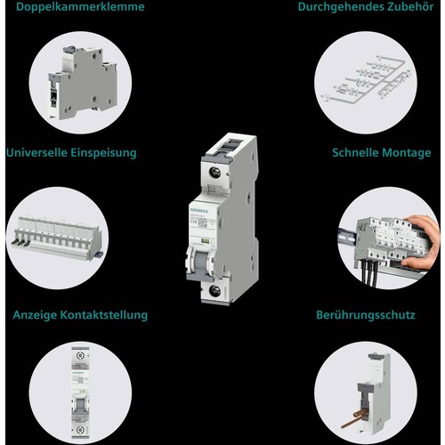 5SY4416-6 Siemens Leitungsschutzschalter 400V 10kA, 4-polig, B, 16A, T=70mm Produktbild Additional View 7 L