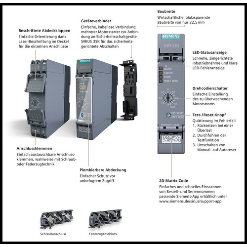 3RM1102-2AA04 Siemens DIREKTSTARTER 0,4 2,0A, 24V SAFETY PUSH Produktbild Additional View 9 L