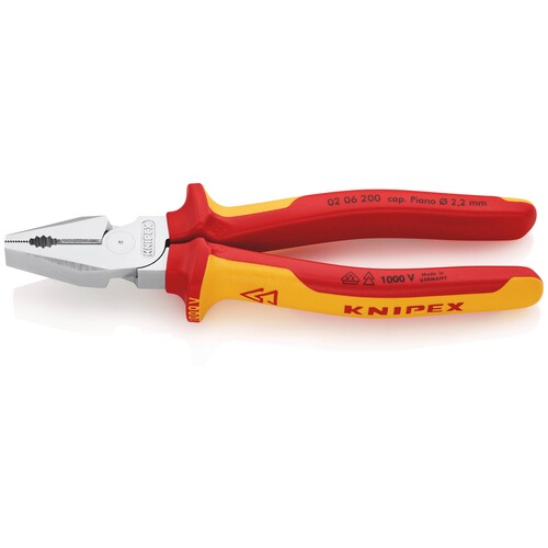 0206200 KNIPEX KRAFT KOMBIZANGE  ISOL. 200MM VDE 1000V Produktbild Back View L