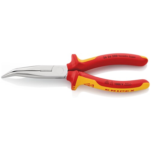 2626200 KNIPEX FLACHRUNDZANGE M.SCHNEIDE LANG GEBOGEN 200MM  VDE 1000V Produktbild Additional View 2 L