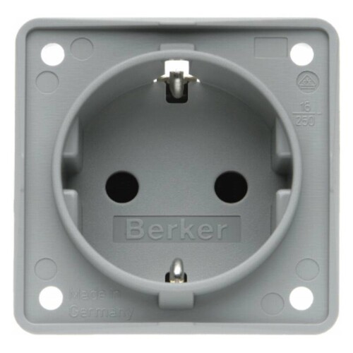 947792506 BERKER SCHUKO-STECKDOSE GRAU HOCHGL. M.SHUTTER,EB,16A,INTEGRO Produktbild Additional View 1 L