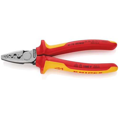 9778180 KNIPEX Crimpzange fÃŒr Aderend- hÃŒlsen 4 Teilbereiche 0,25 bis 16mm2 Produktbild Additional View 3 L