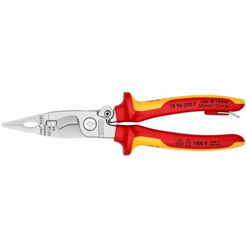 13 96 200 T Knipex Multifunktionszange Elektro-Installationszg.Befestigungsöse Produktbild Additional View 3 L