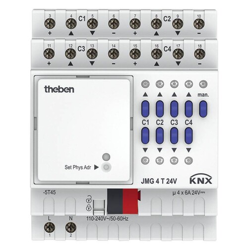 T4930260 Theben KNX MIX 2 Jalousieaktor 4fach 24V DC REG JMG4T24VKNX Produktbild Additional View 1 L