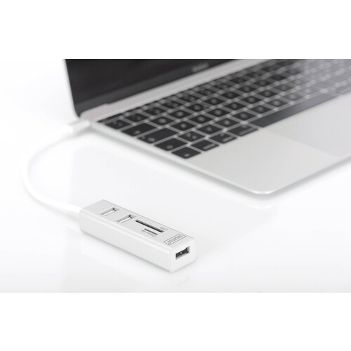 DA-70243 Digitus USB Hub  3x USB+SD+MicroSD USB Typ C Anschluß, Alum Produktbild Additional View 1 L