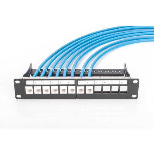 DN-91420 Digitus 10 Patchpanel Modular 12port 1HE, RAL9005, geschirmt Produktbild Additional View 2 L