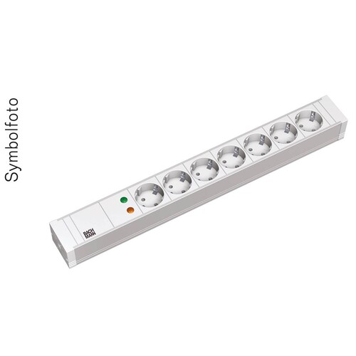 SDL7Ü ERA Steckdosenleiste 7 fach+ ÜSA Feinschutz Schuko 35° gedreht, L=440mm Produktbild Front View L