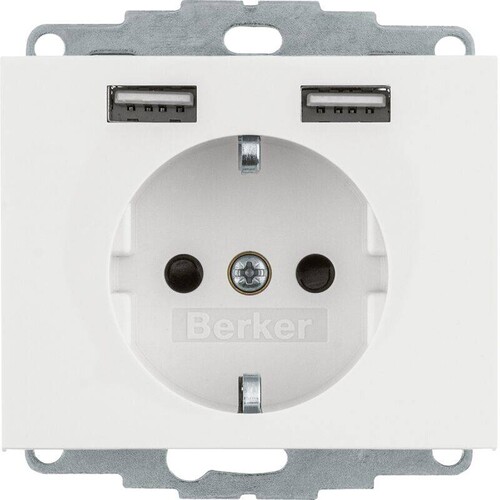 48037009 Berker BERKER K.1 SSD mit 2fach USB 2 4 A polarweiß glänzend Produktbild Additional View 1 L