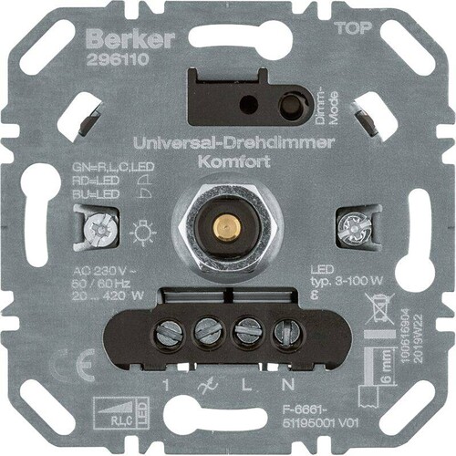 296110 Berker BERKER Universal Drehdimmer 420 W LED 100 W Produktbild Additional View 1 L