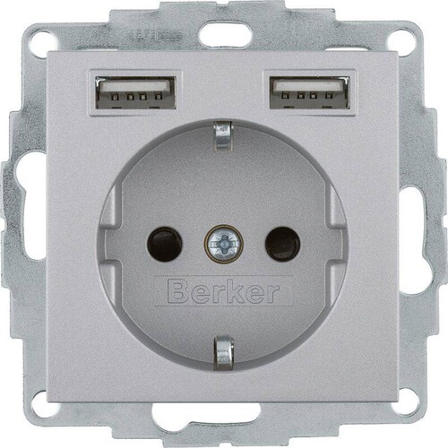 48031404 Berker BERKER S.1/B.x SSD mit 2fach USB 2 4 A alu matt Produktbild Additional View 1 L